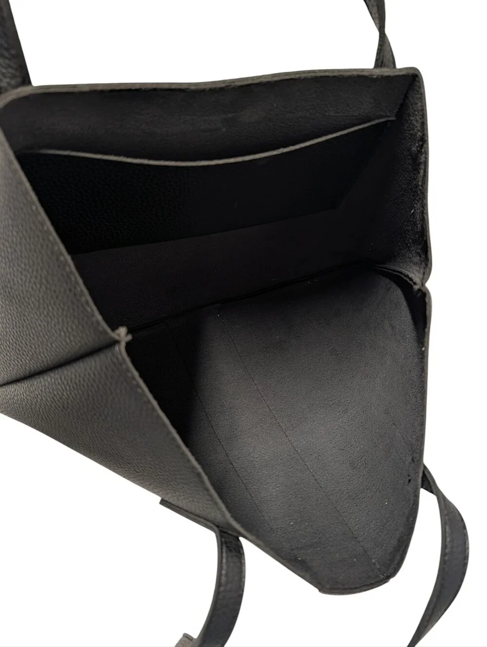 Vince Camuto Black Pebbled Tote Bag Gray Stripe Large Shoulder Bag